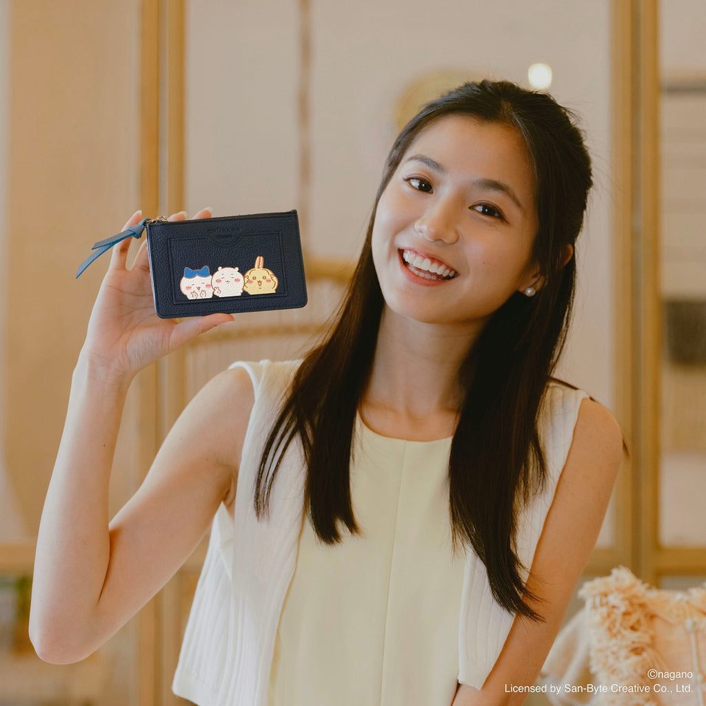 CHIIKAWA Leather Key Purse in navy - Samuel Ashley