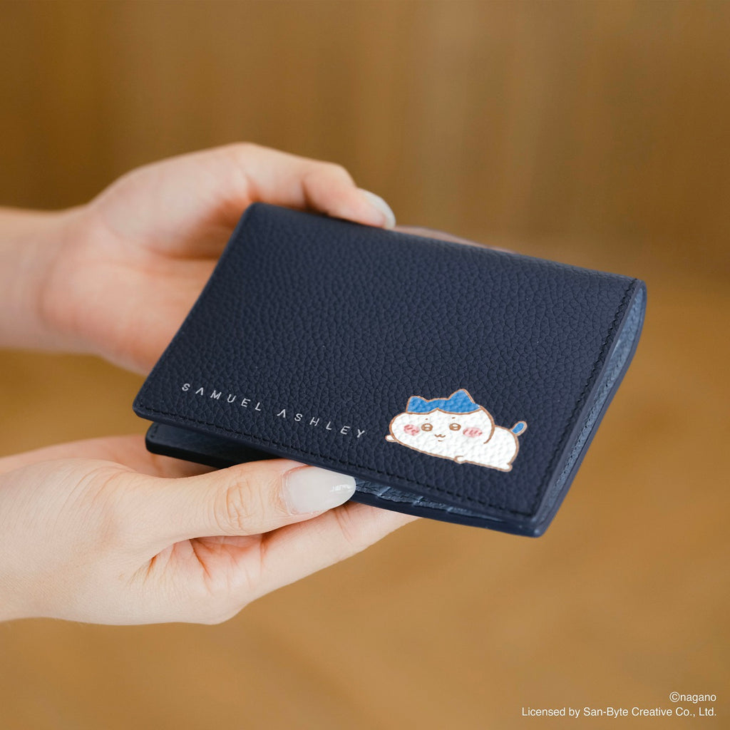 CHIIKAWA Bi-fold Leather Wallet in navy - Hachiware - Samuel Ashley