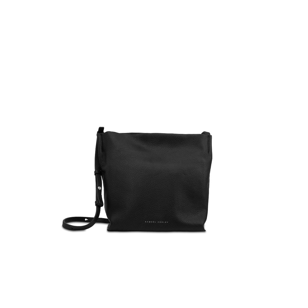 Poppy Leather Crossbody Bag (Pebbled Black) - Samuel Ashley