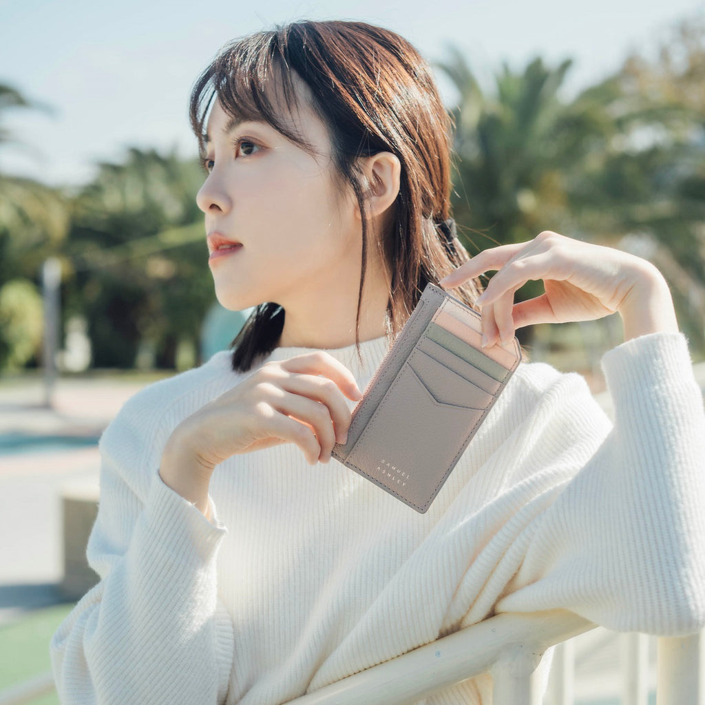 Nicky Leather Card Case with Zip Pocket - Samuel Ashley