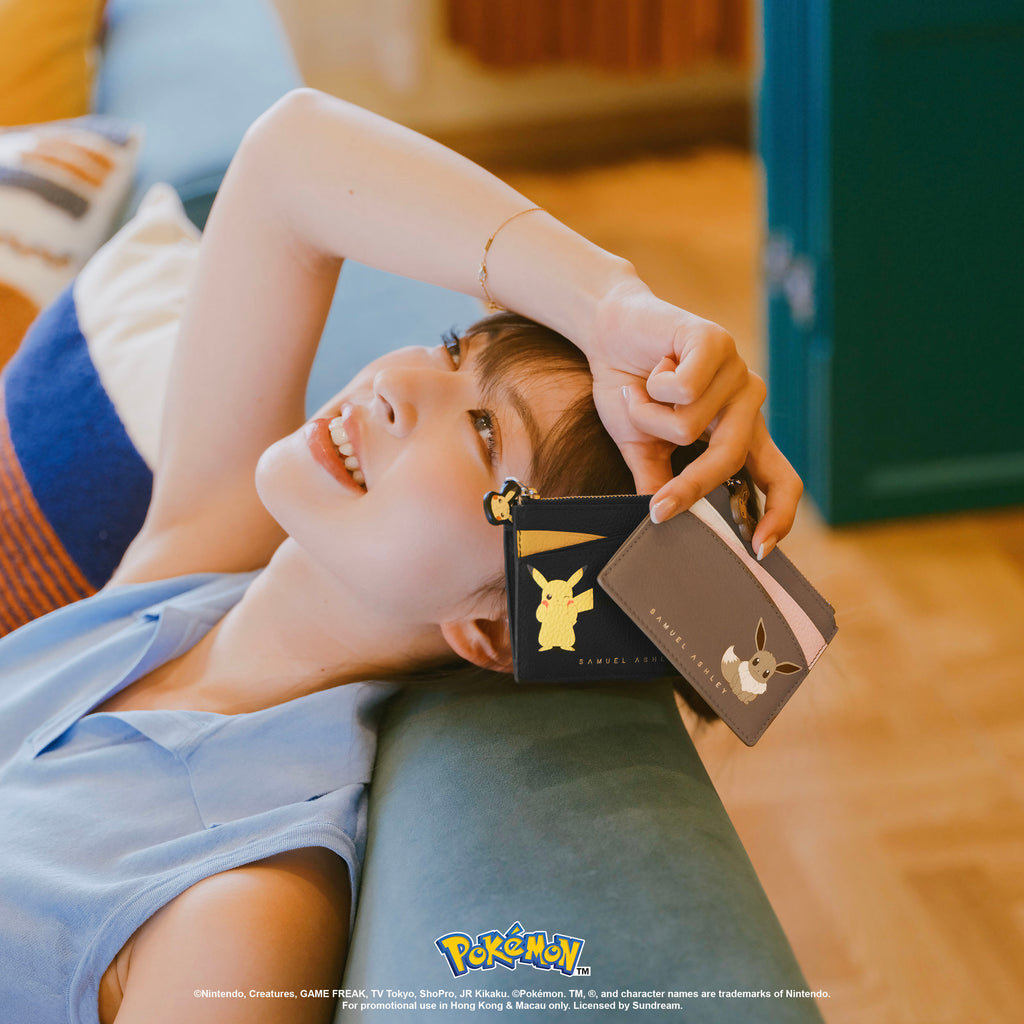 Samuel Ashley - Pokémon Leather Key Purse in black and truffle