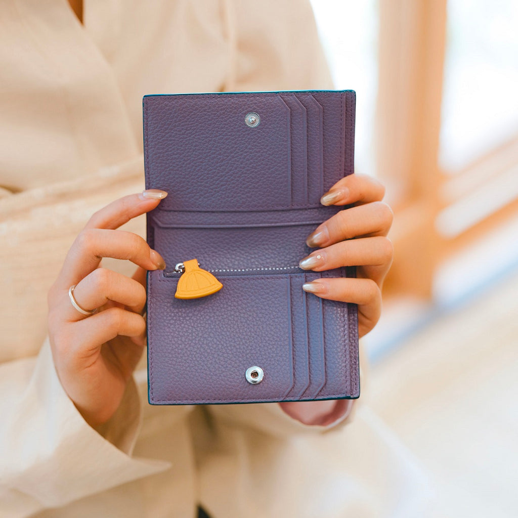 Samuel Ashley x Chibi Maruko Chan Bi-fold Leather Wallet - Navy