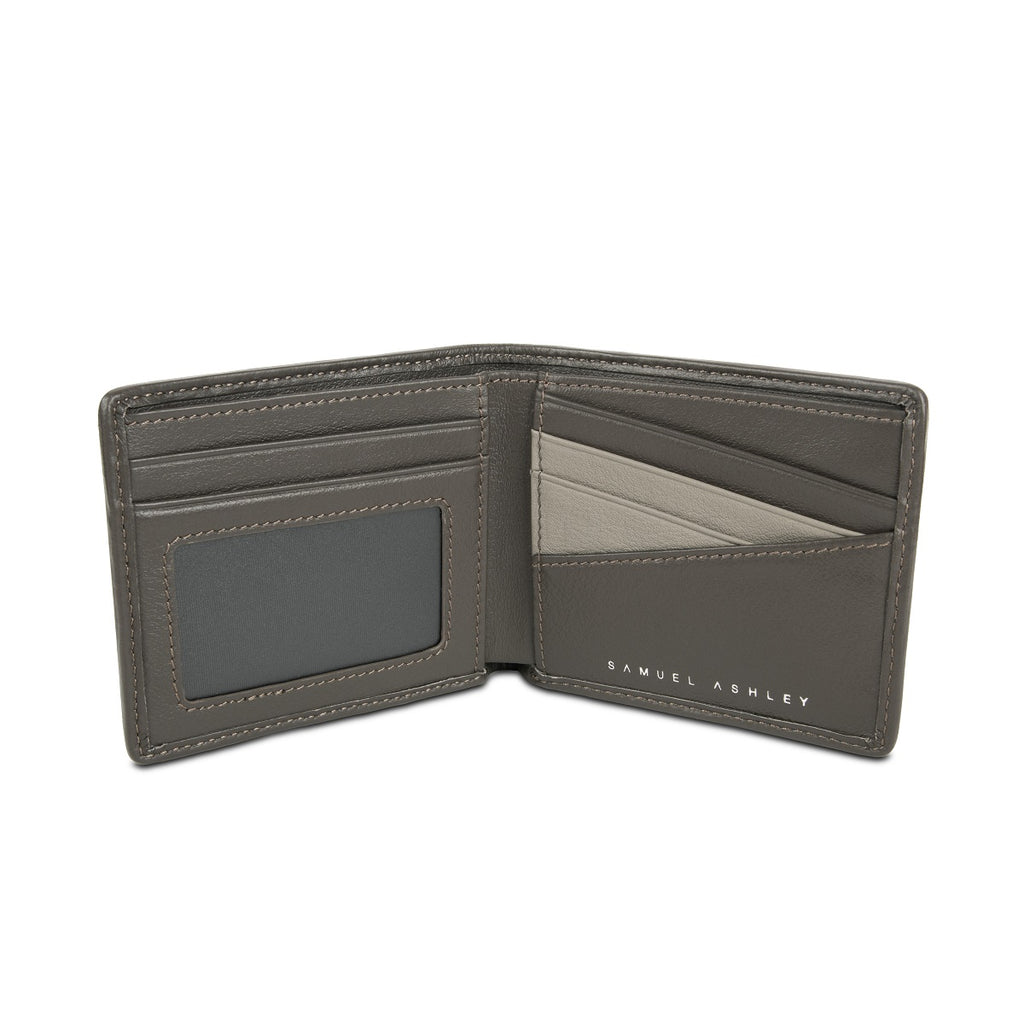Samuel Ashley - Liam Leather Bi-fold Wallet (RFID) in storm grey