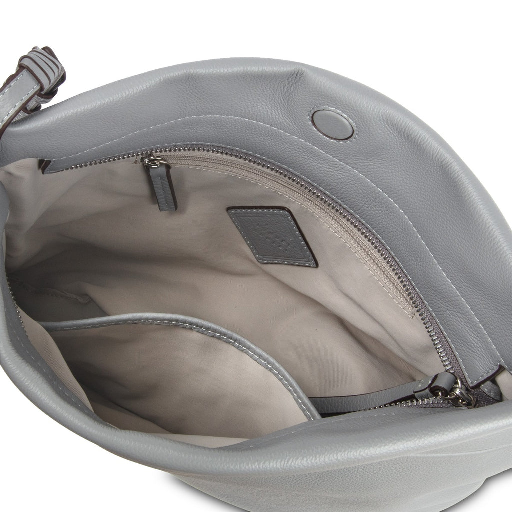 Samuel Ashley - Merly Half-moon Leather Hobo in ash grey