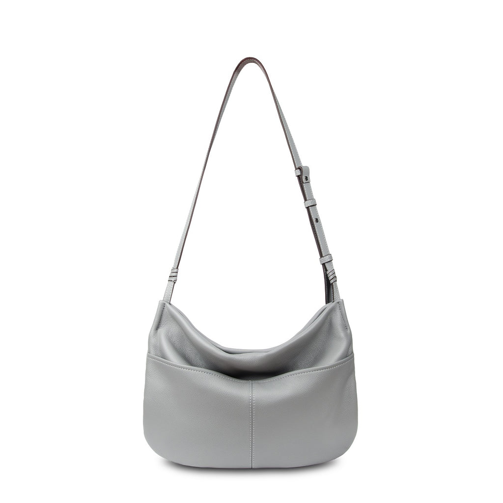 Samuel Ashley - Merly Half-moon Leather Hobo in ash grey