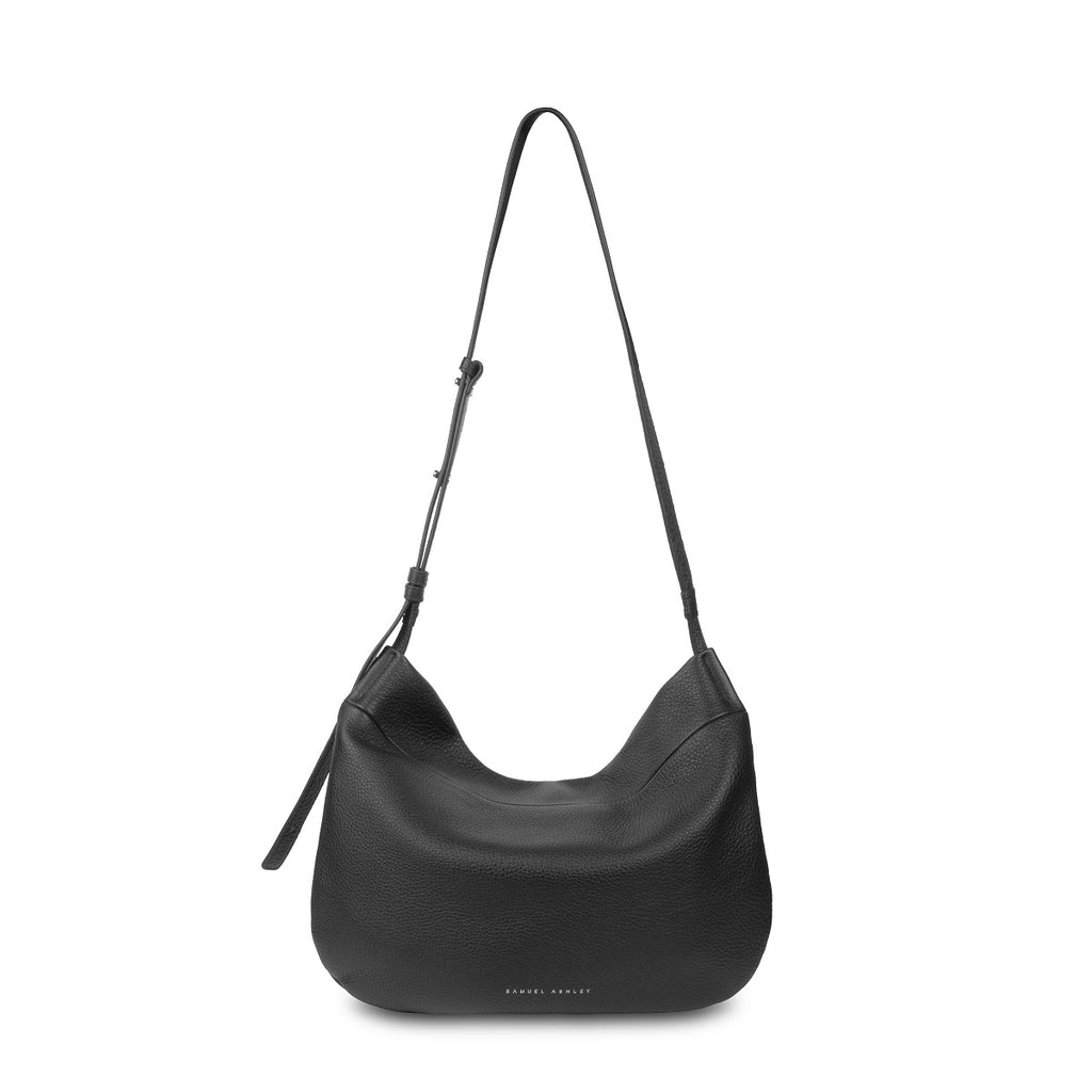 Samuel Ashley - Merly Half-moon Leather Hobo in jet black