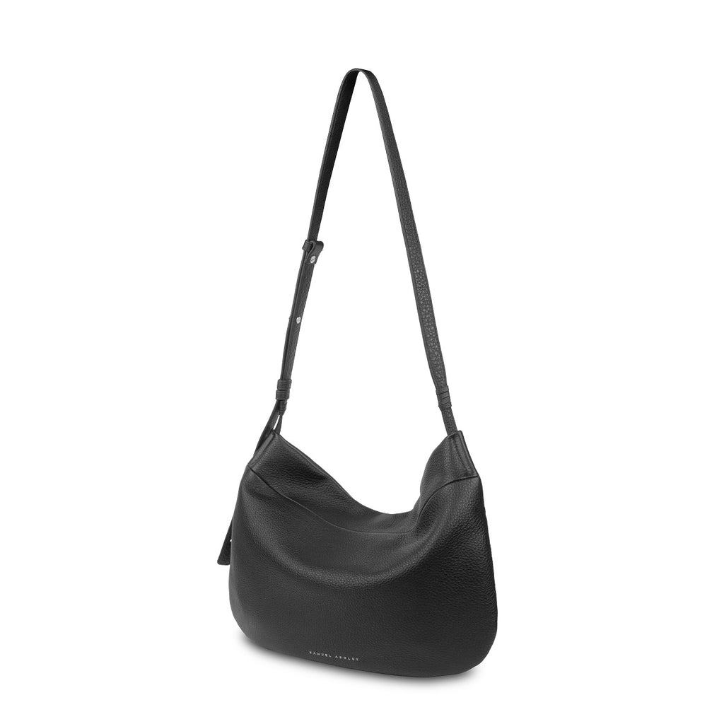 Samuel Ashley - Merly Half-moon Leather Hobo in jet black