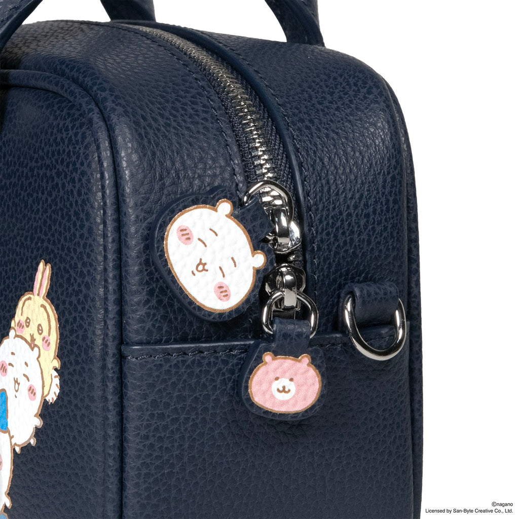 CHIIKAWA Leather Barrel Bag in navy - Samuel Ashley