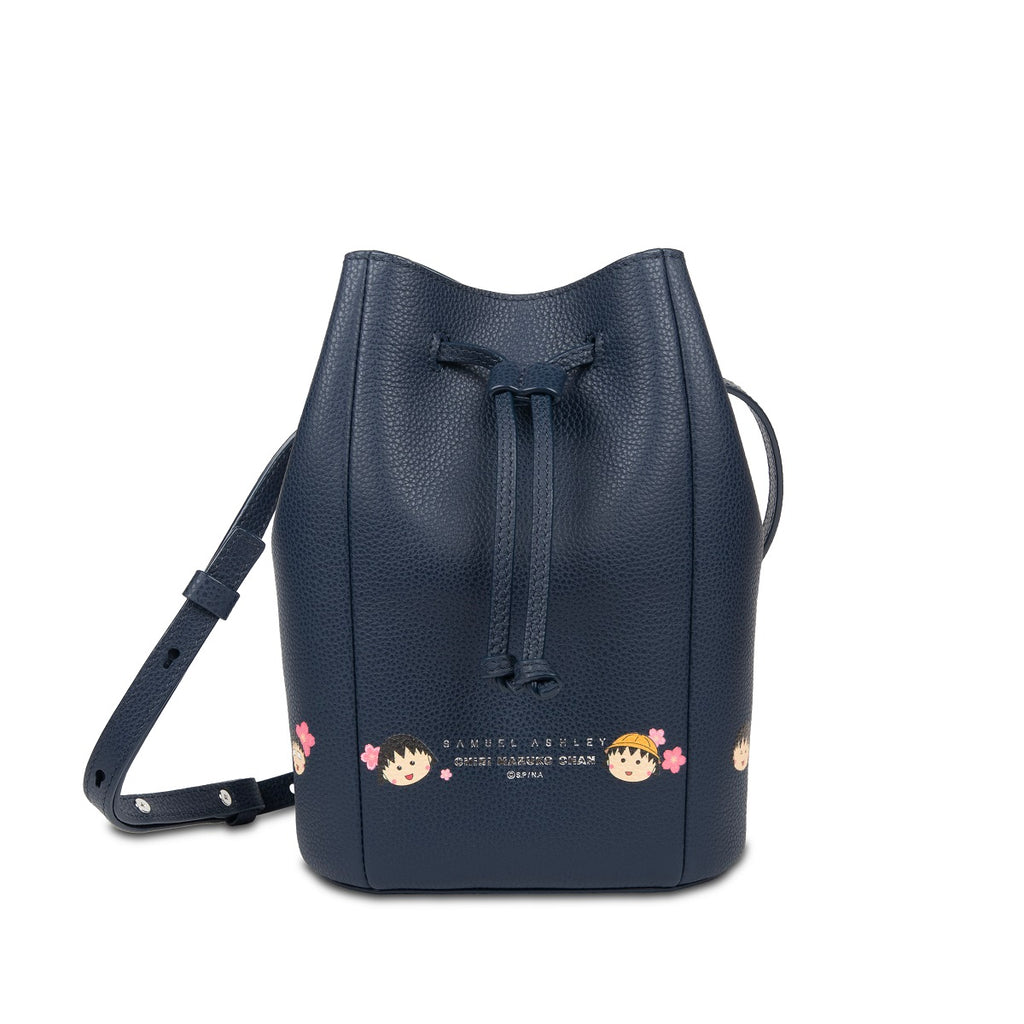Samuel Ashley x Chibi Maruko Chan Leather Bucket Bag - Navy