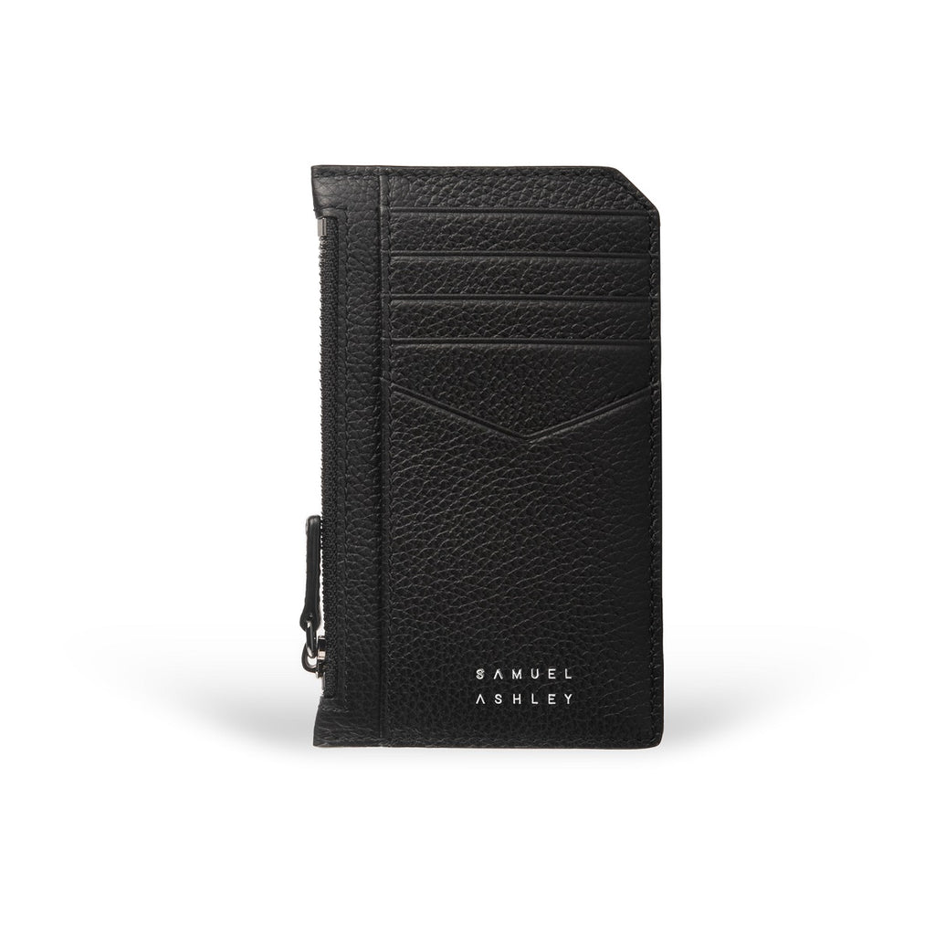 Nicky Leather Card Case with Zip Pocket - Samuel Ashley