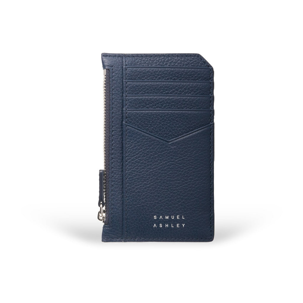 Nicky Leather Card Case with Zip Pocket - Samuel Ashley